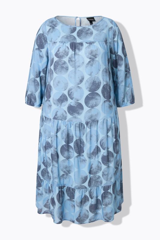 Dot Print Flounce Panel Dress