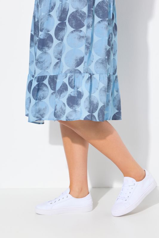 Dot Print Flounce Panel Dress