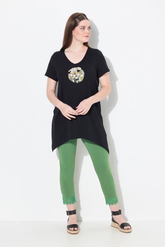 Eco Cotton Embroidered Longline Pointed Hem Tee