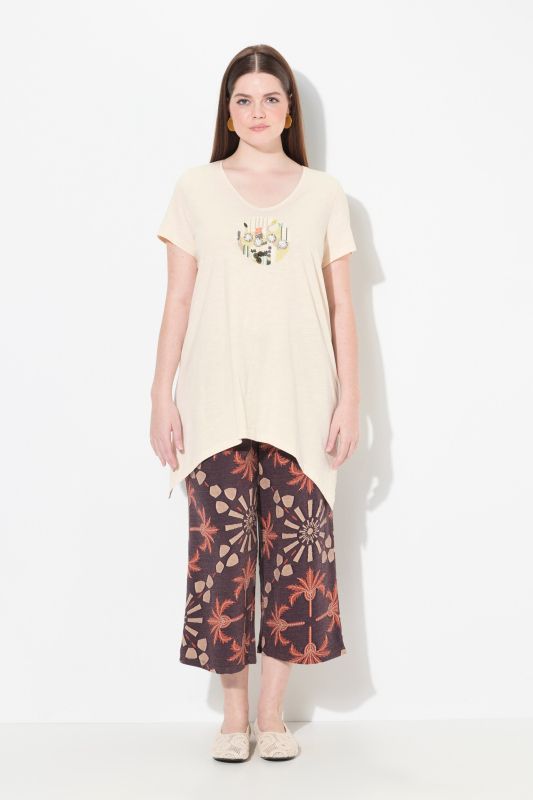 Eco Cotton Embroidered Longline Pointed Hem Tee