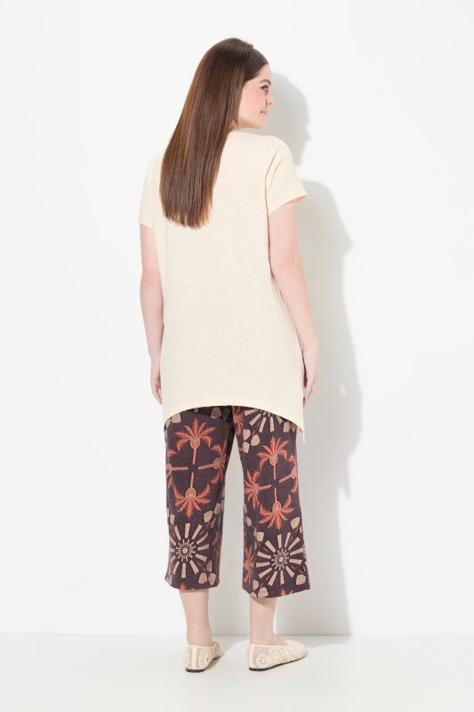 Eco Cotton Embroidered Longline Pointed Hem Tee