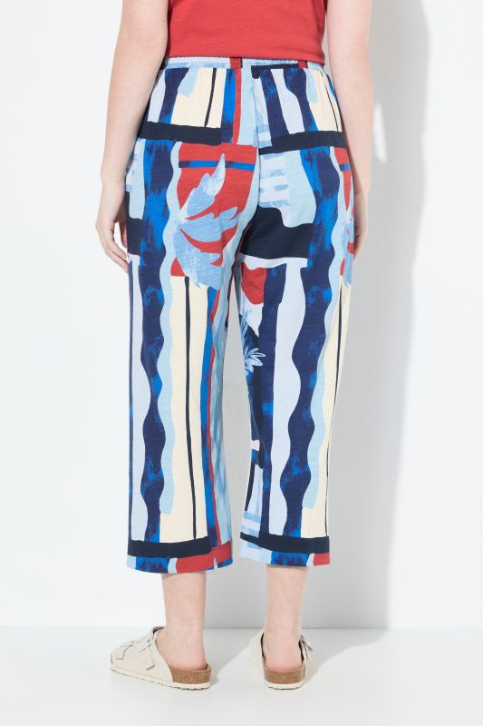 Eco Cotton Abstract Palm Print Elastic Waist Culottes