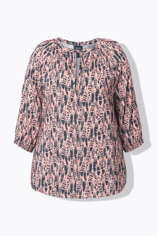 Feather Print 3/4 Sleeve Blouse