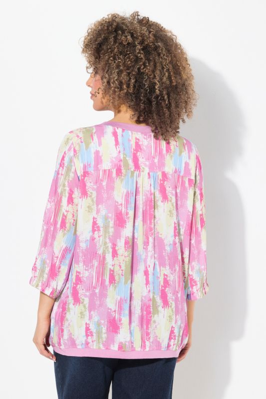 Crepe Brushstroke Print Blouse
