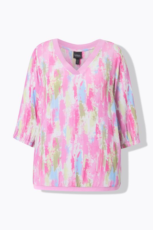 Crepe Brushstroke Print Blouse