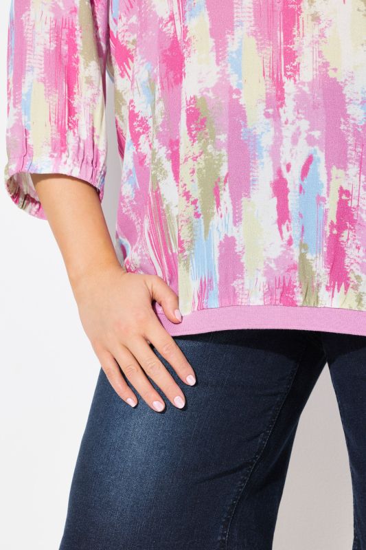 Crepe Brushstroke Print Blouse