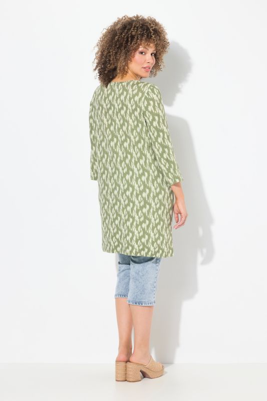 Brushstroke Print 3/4 Sleeve Knit Tunic