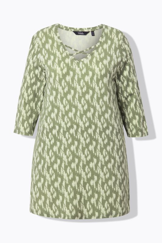 Brushstroke Print 3/4 Sleeve Knit Tunic