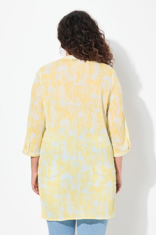Floral Crepe Button Down Tunic Blouse