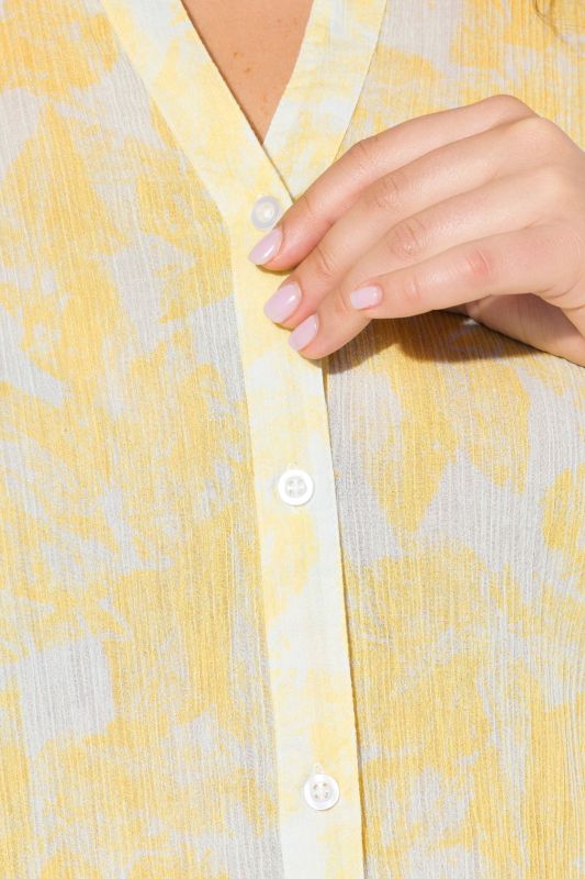 Floral Crepe Button Down Tunic Blouse