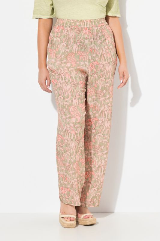 Safari Print Elastic Waist Pants