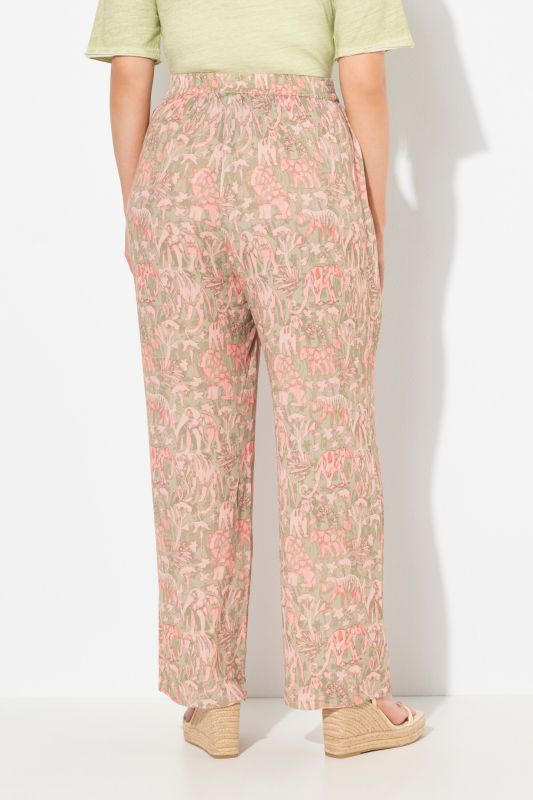 Safari Print Elastic Waist Pants