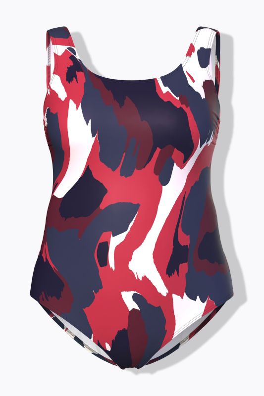 Abstract Print One Piece Cupless Swimsuit