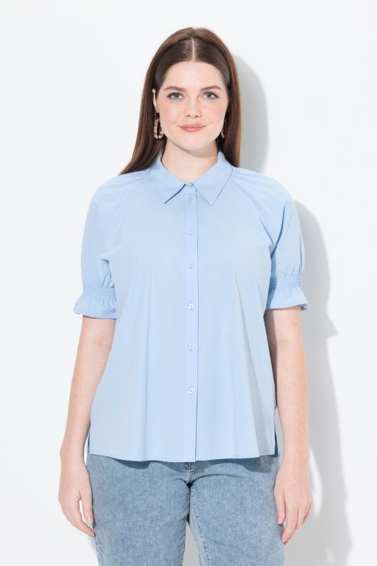 Eco Cotton Short Sleeve Ruffle Cuff Blouse