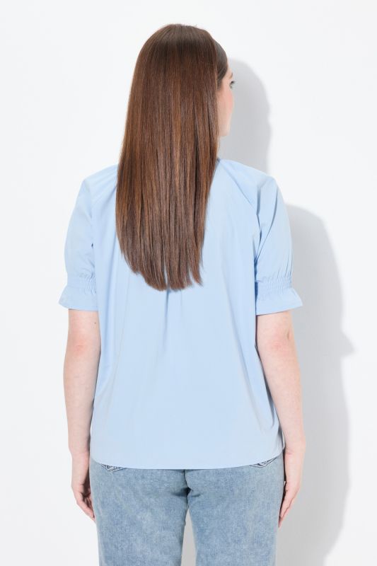 Eco Cotton Short Sleeve Ruffle Cuff Blouse