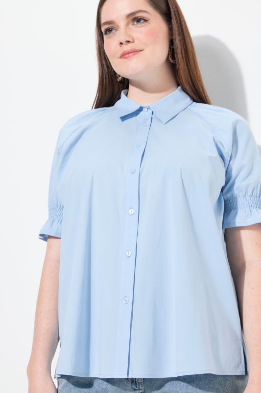 Eco Cotton Short Sleeve Ruffle Cuff Blouse