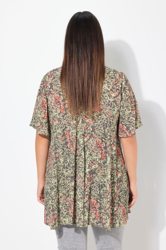 Animal Print Short Sleeve Tunic Blouse
