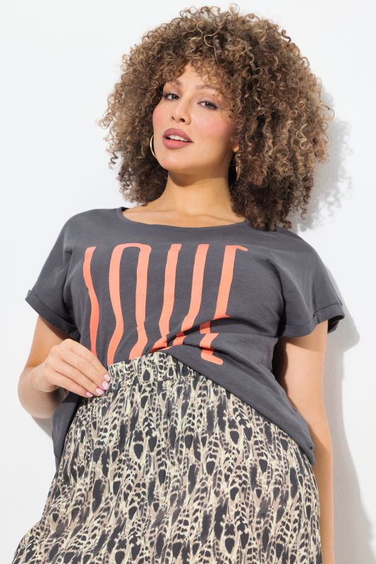 Feather Print Wrap Look Hi Low Skirt