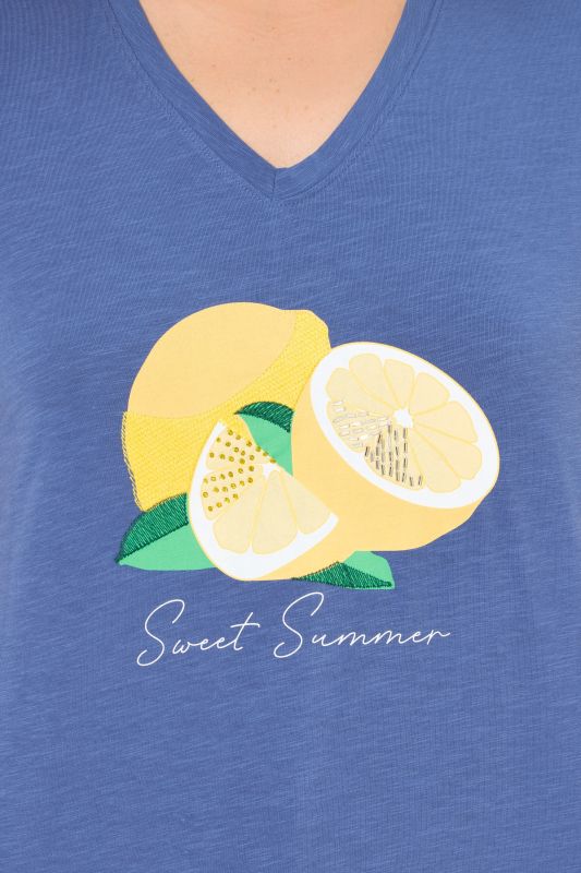Sequined Citrus Short Sleeve Graphic Tee