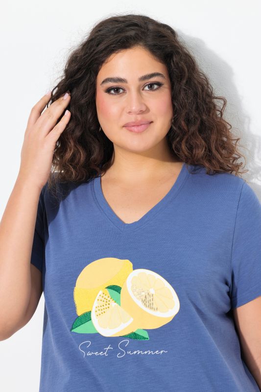 Sequined Citrus Short Sleeve Graphic Tee