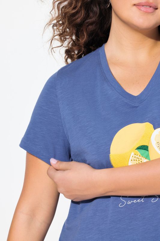 Sequined Citrus Short Sleeve Graphic Tee
