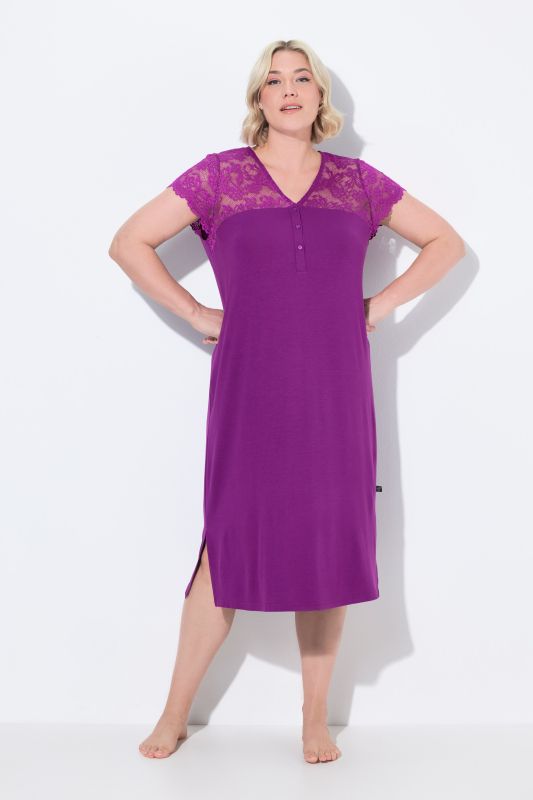 Lace Panel Cap Sleeve Nightgown