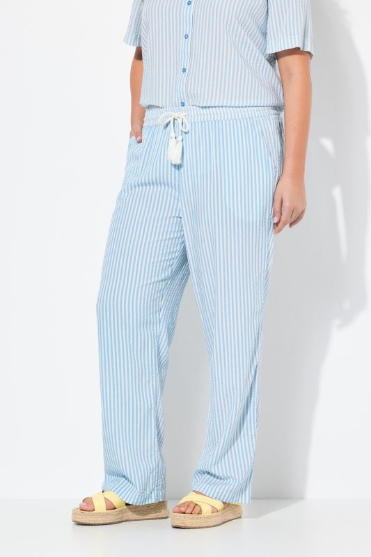 Seersucker Elastic Waist Pants