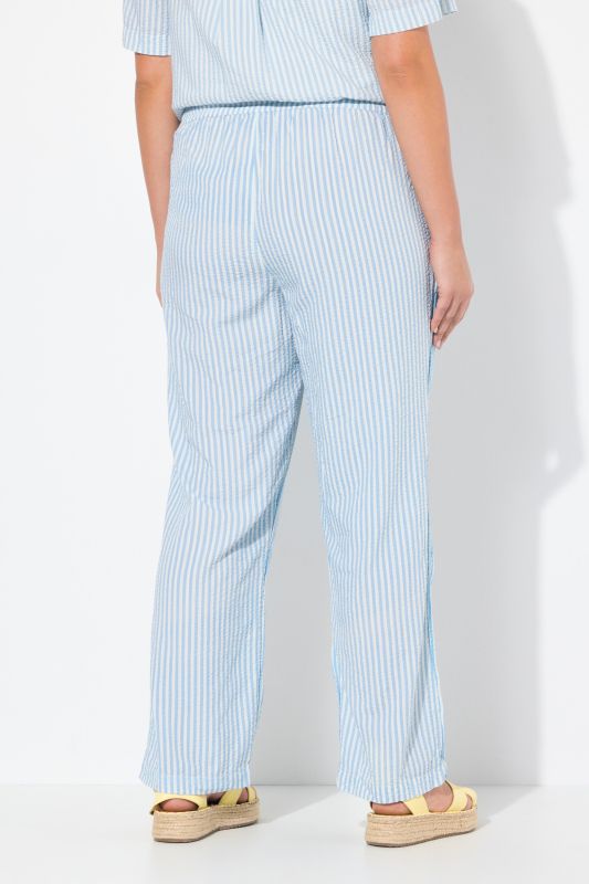 Seersucker Elastic Waist Pants
