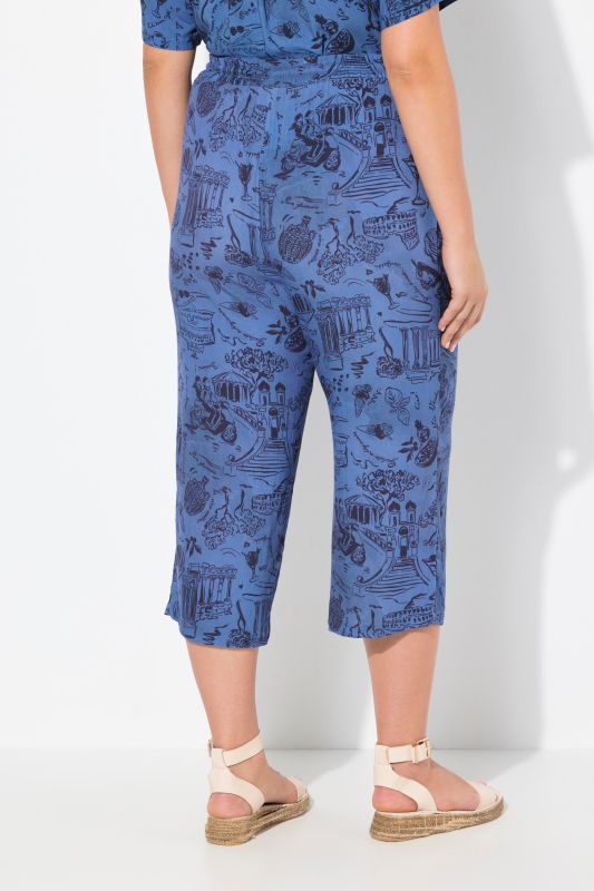 Italy Print Elastic Waist Culottes