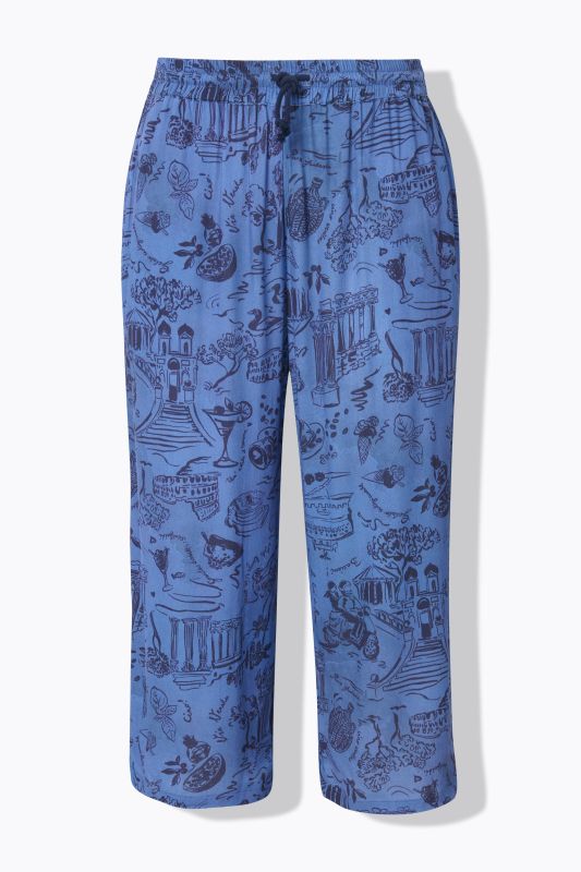 Italy Print Elastic Waist Culottes