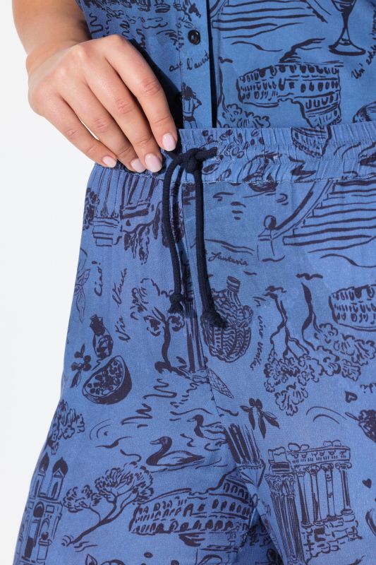 Italy Print Elastic Waist Culottes