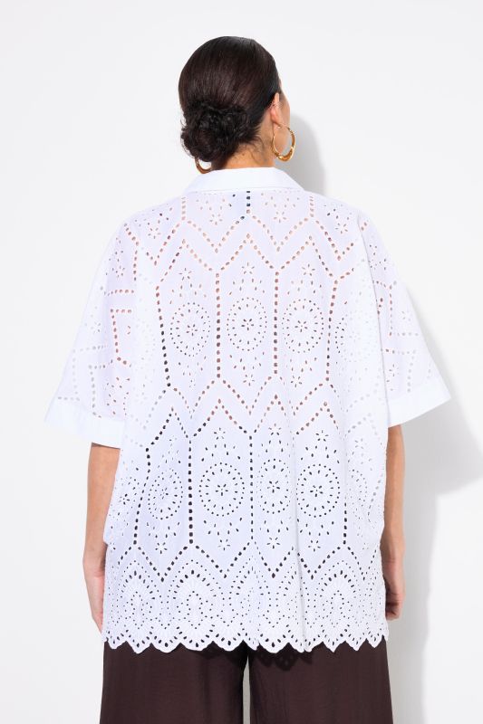 Broderie Anglaise Back Short Sleeve Blouse