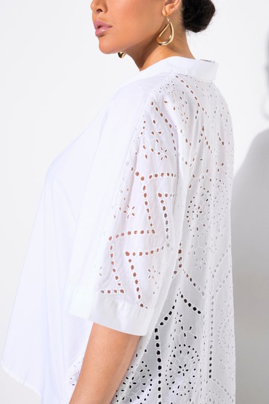 Broderie Anglaise Back Short Sleeve Blouse
