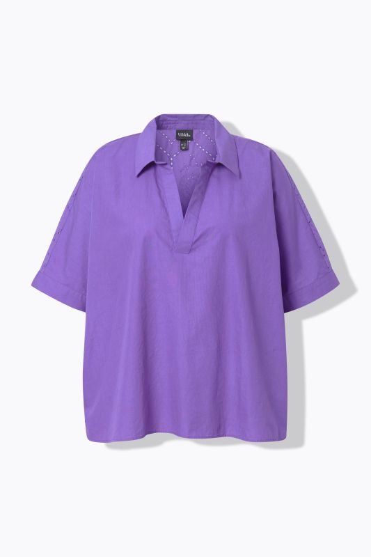 Broderie Anglaise Back Short Sleeve Blouse