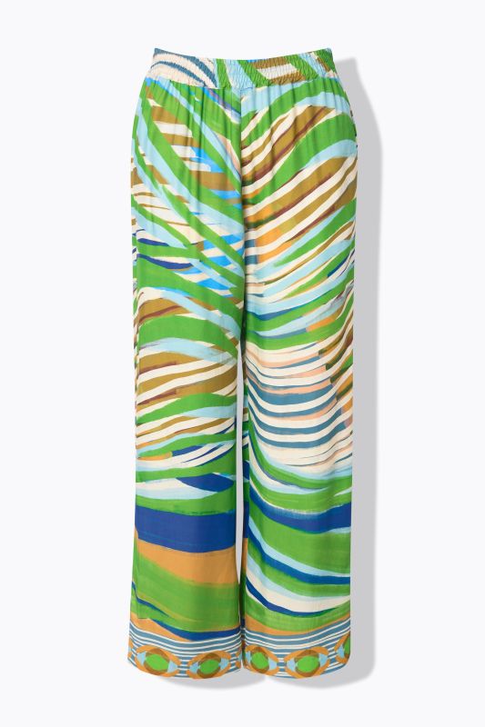 Satin Printed Elastic Waist Pants