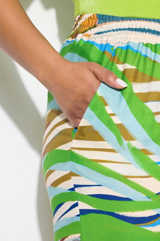 Satin Printed Elastic Waist Pants