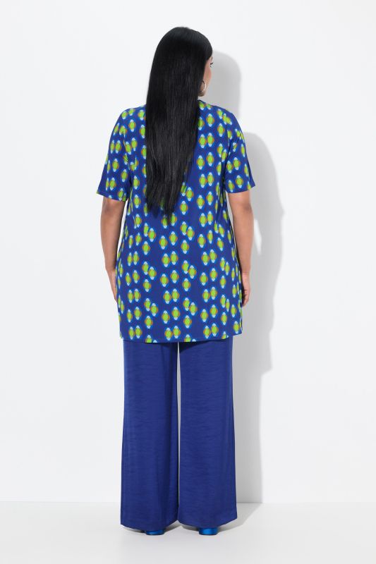 Geometric Print Short Sleeve Slinky Tunic