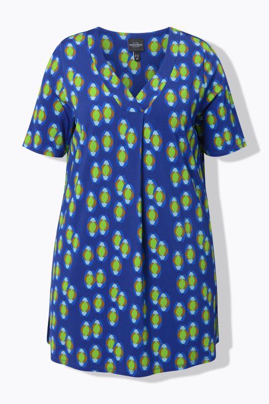 Geometric Print Short Sleeve Slinky Tunic