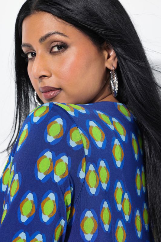 Geometric Print Short Sleeve Slinky Tunic