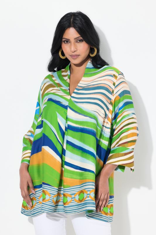 Printed A-Line 3/4 Sleeve Blouse