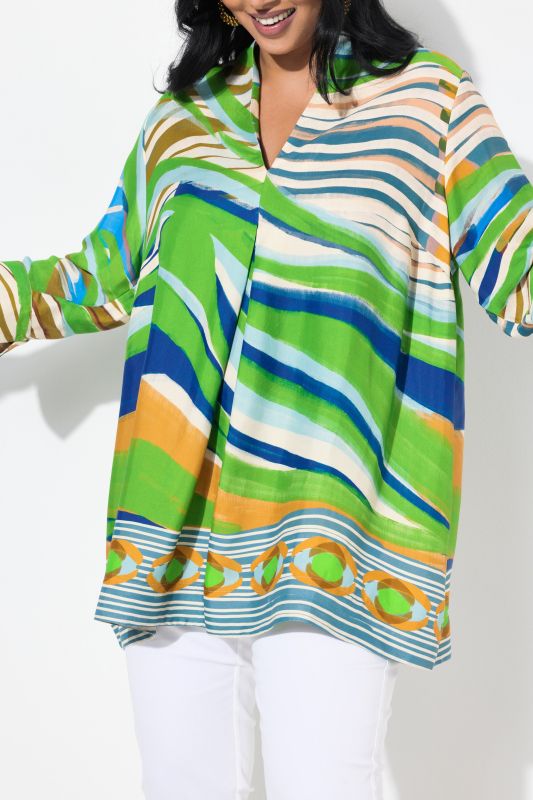 Printed A-Line 3/4 Sleeve Blouse
