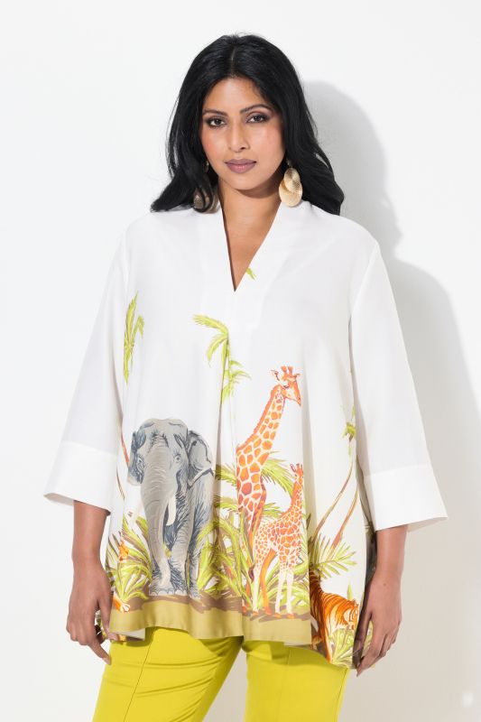 Safari Print 3/4 Sleeve Blouse