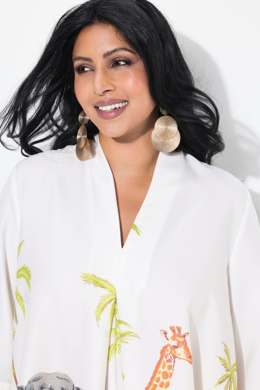 Safari Print 3/4 Sleeve Blouse