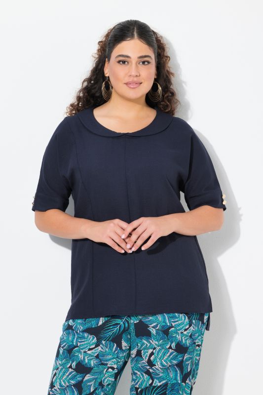Peter Pan Collar Linen Blend Blouse
