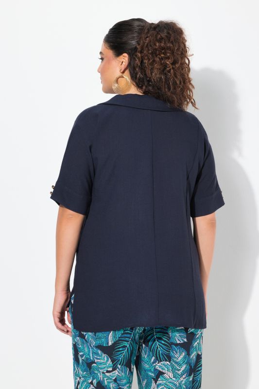 Peter Pan Collar Linen Blend Blouse