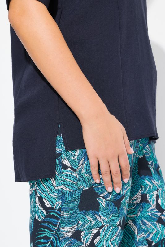 Peter Pan Collar Linen Blend Blouse
