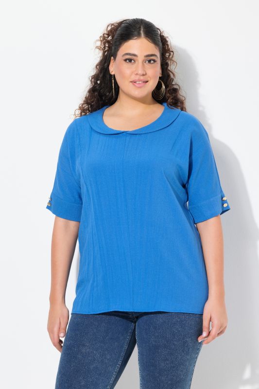 Peter Pan Collar Linen Blend Blouse