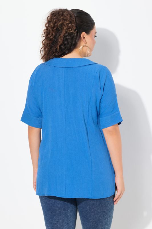 Peter Pan Collar Linen Blend Blouse