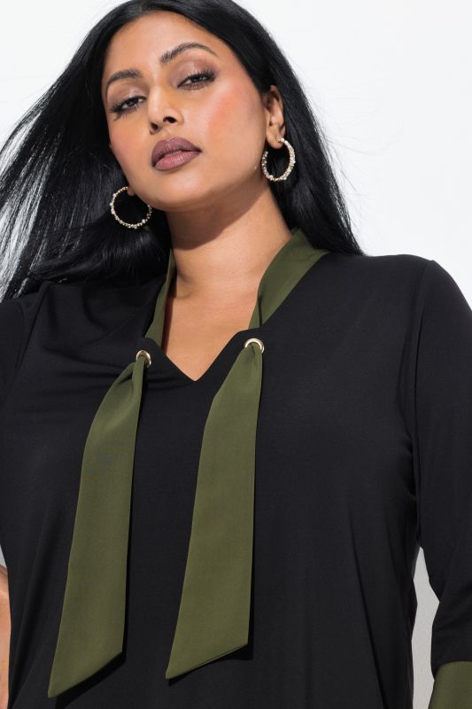 Tie-Neck 3/4 Sleeve Slinky Top