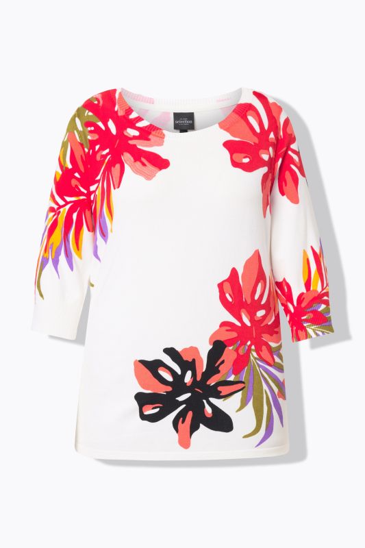 Sequined Floral 3/4 Sleeve Sweater